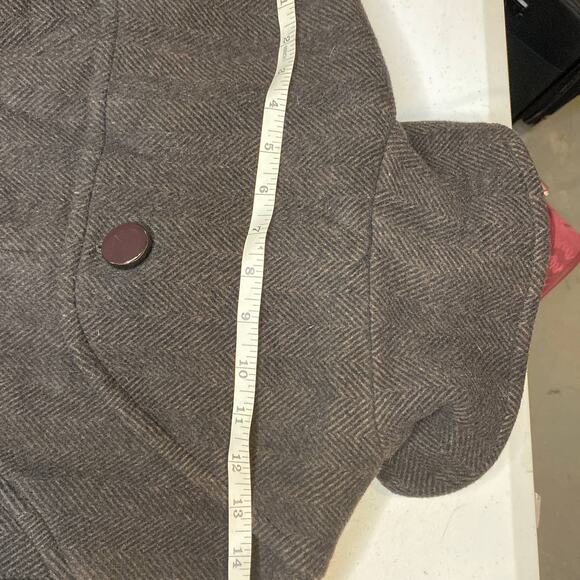 Soia & Kyo Wool Coat Medium Button Up Funnel Neck Pea Coat - Picture 11 of 16